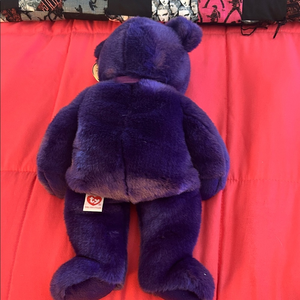 Ty Beanie Baby Princess Diana Deep Purple Plush Bear with Ribbon - Picture 2 of 6